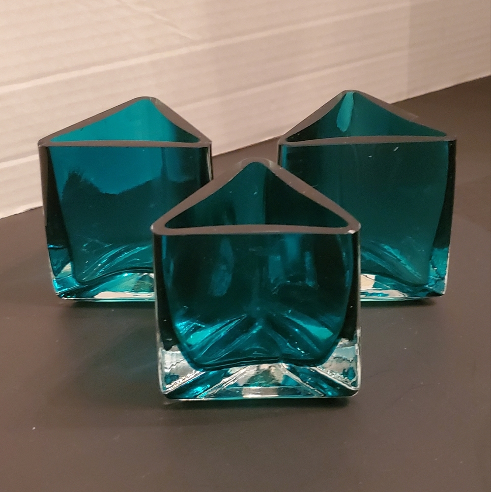 Vintage Blue/Green Glass Holders